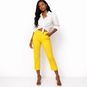 Jones New York Yellow Stretch Cropped Pants 8P Petite Ankle‎ Trousers Summer